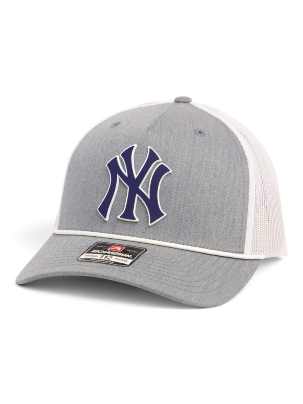 New York Yankees NY Navy 3D Snapback Trucker Rope Hat- Heather Grey/ White